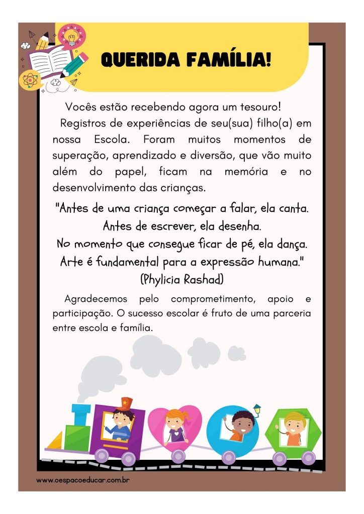 Educação Infantil: mensagem para entrega de atividades do aluno!