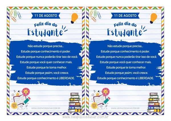 Cartão dia do estudante!