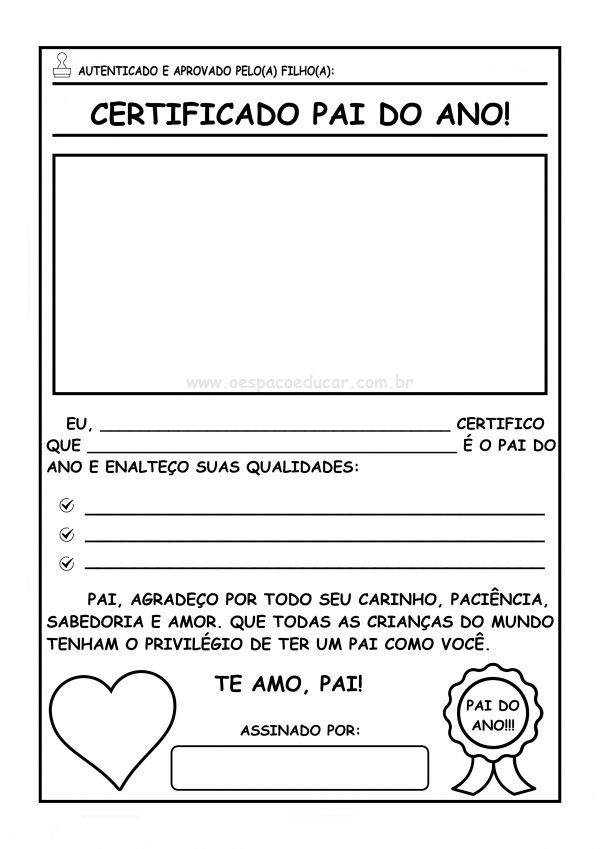 Dia dos Pais: certificado pai do ano!
