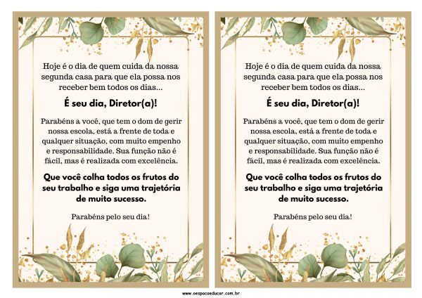 Mensagem para o dia do Diretor Escolar!