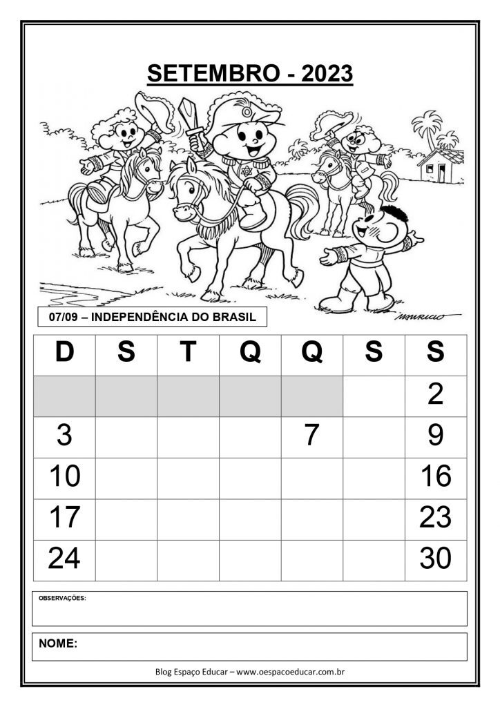CALENDÁRIOS 2023 TURMA DA MÔNICA VERSAO SEM OS DIAS