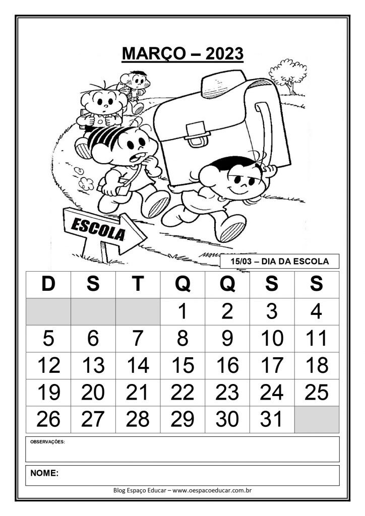 CALENDÁRIOS 2023 TURMA DA MÔNICA