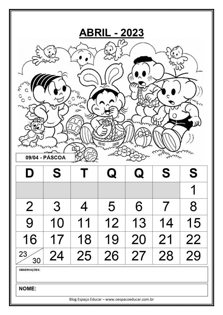 CALENDÁRIOS 2023 TURMA DA MÔNICA