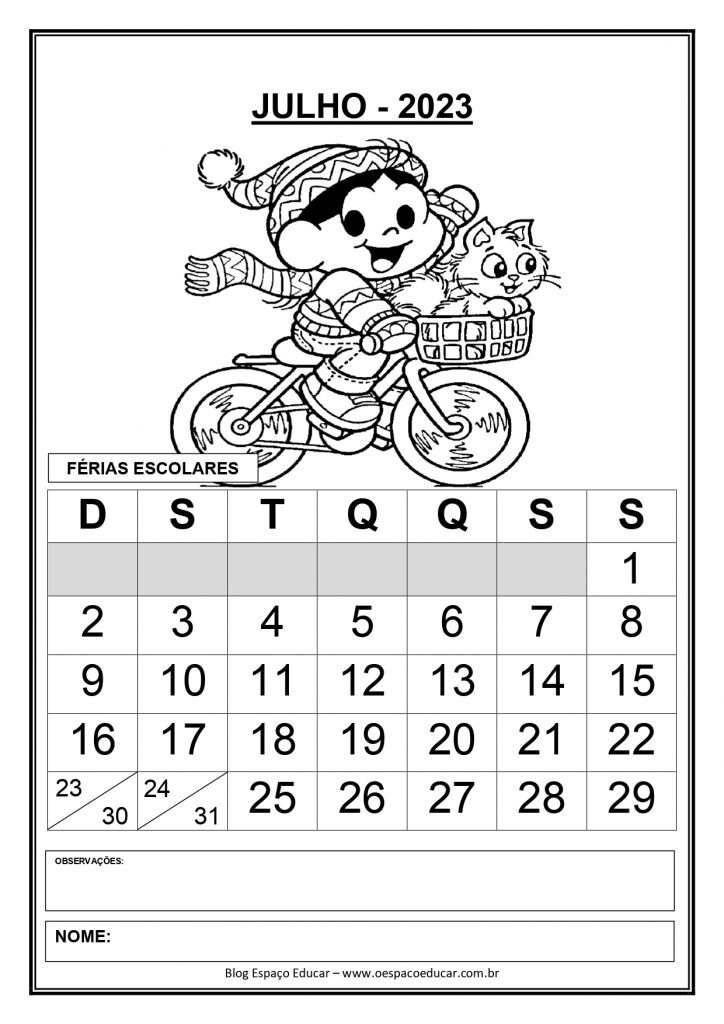 CALENDÁRIOS 2023 TURMA DA MÔNICA