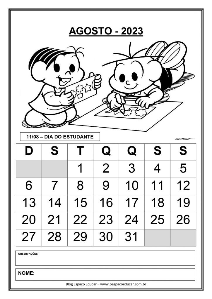 CALENDÁRIOS 2023 TURMA DA MÔNICA