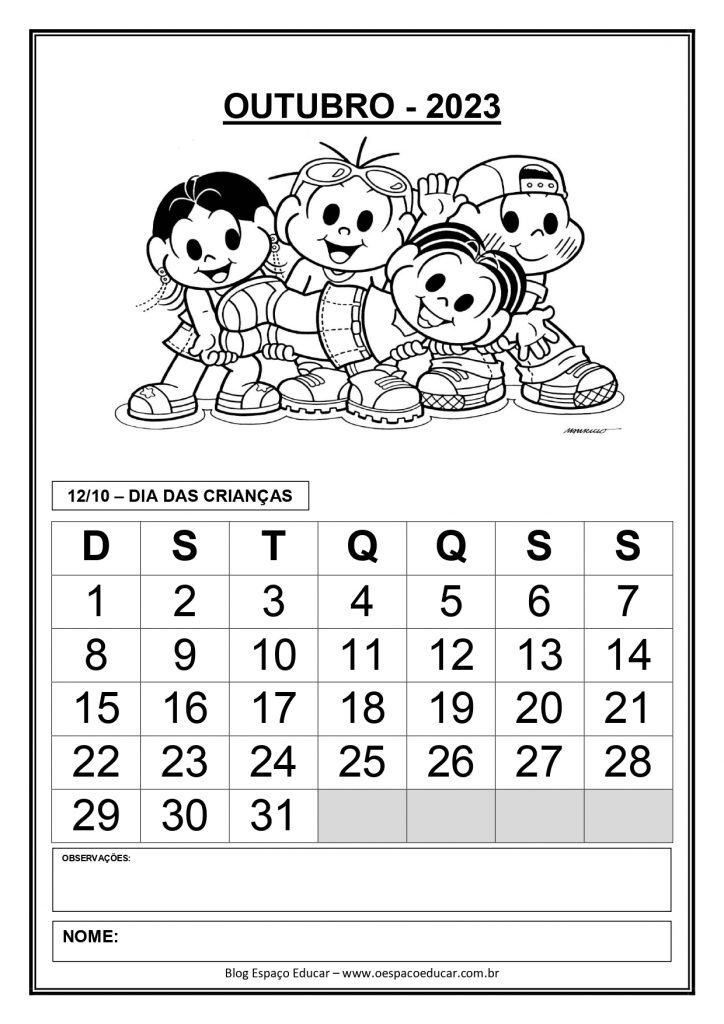 CALENDÁRIOS 2023 TURMA DA MÔNICA