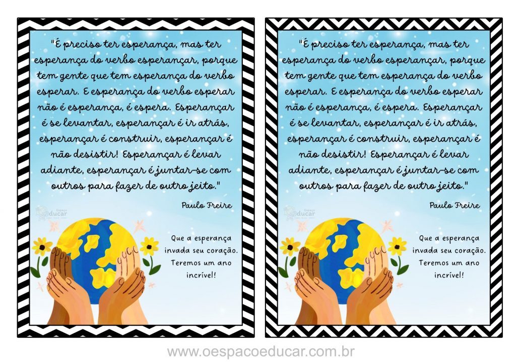 Cartão "Esperançar" de Paulo Freire!