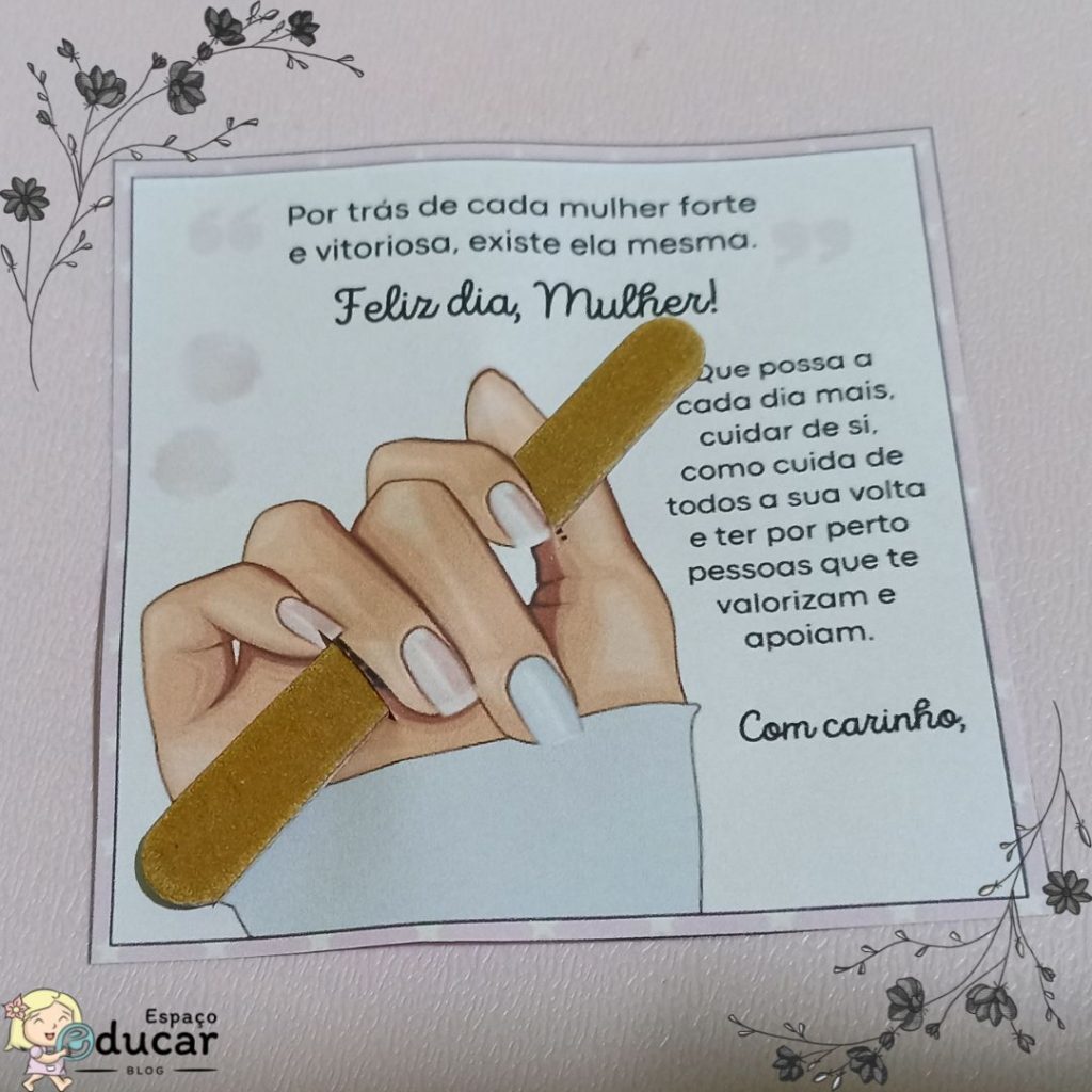 Cartão com lixa dia da Mulher!