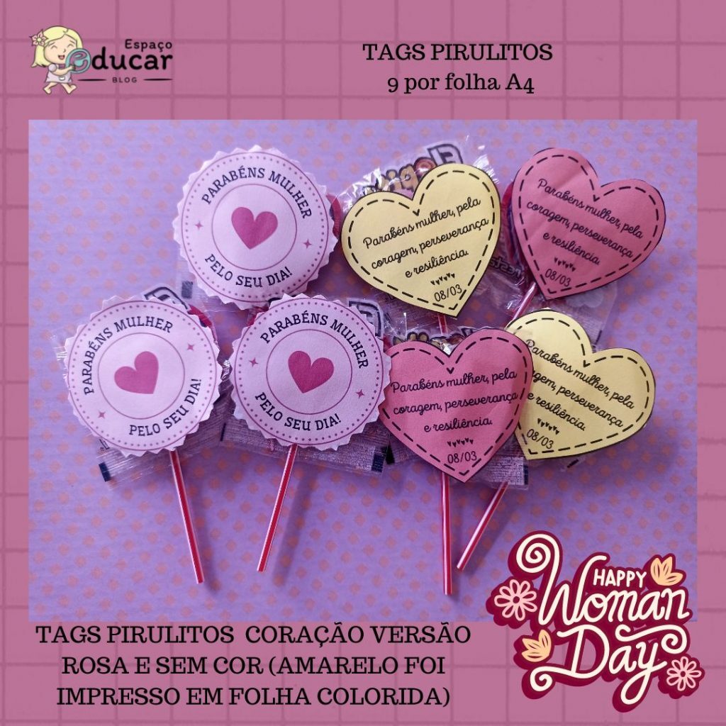 Tags pirulitos dia da mulher!