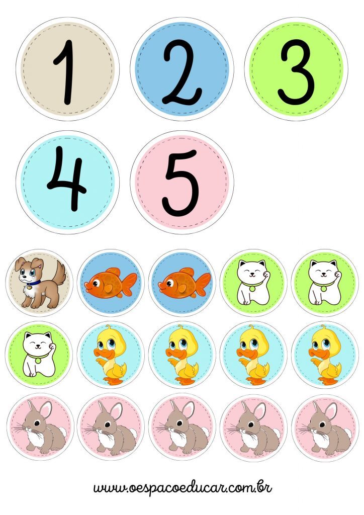 Educação Infantil: recurso números e quantidades (1 a 5)!