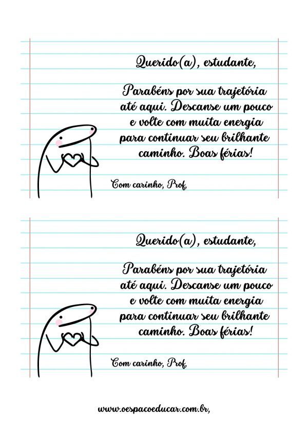 Bilhete de férias!