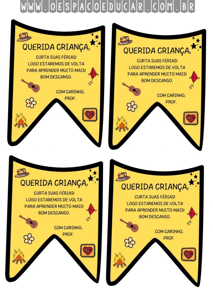Recado junino férias