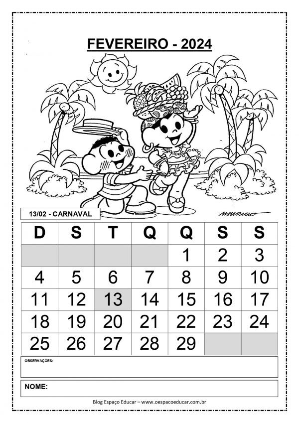 Calendários 2024 para o ano todo!