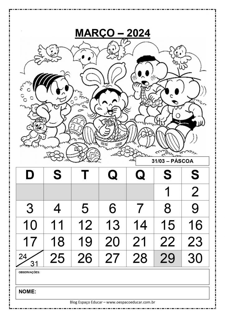 CALENDÁRIOS 2024 TURMA DA MÔNICA