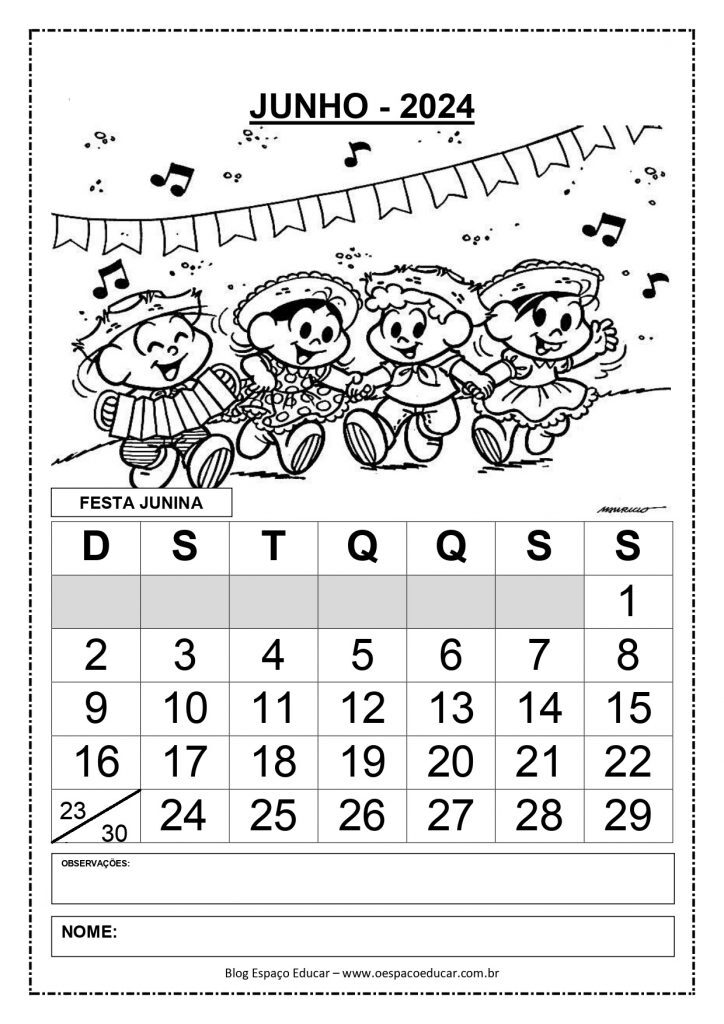 CALENDÁRIOS 2024 TURMA DA MÔNICA