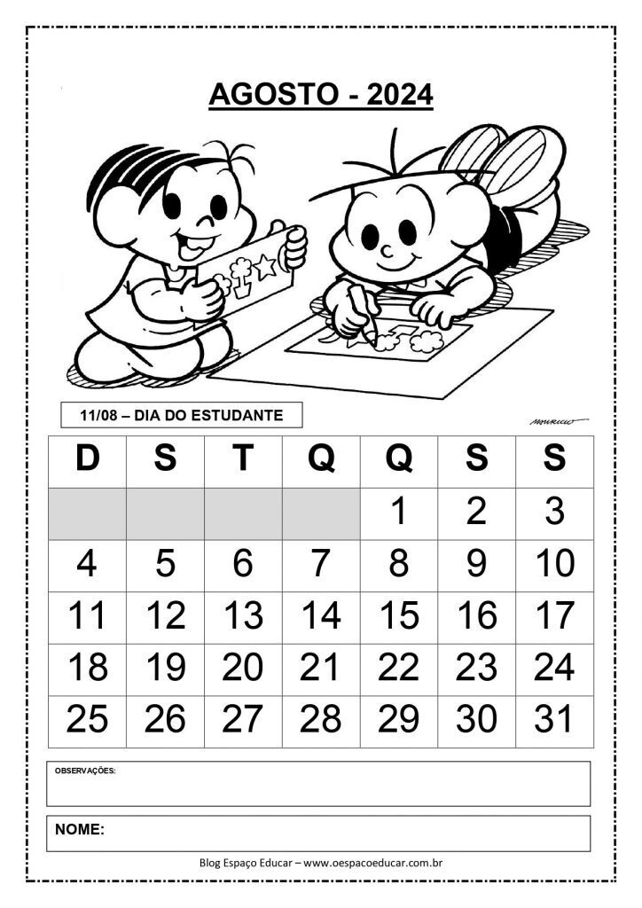 CALENDÁRIOS 2024 TURMA DA MÔNICA