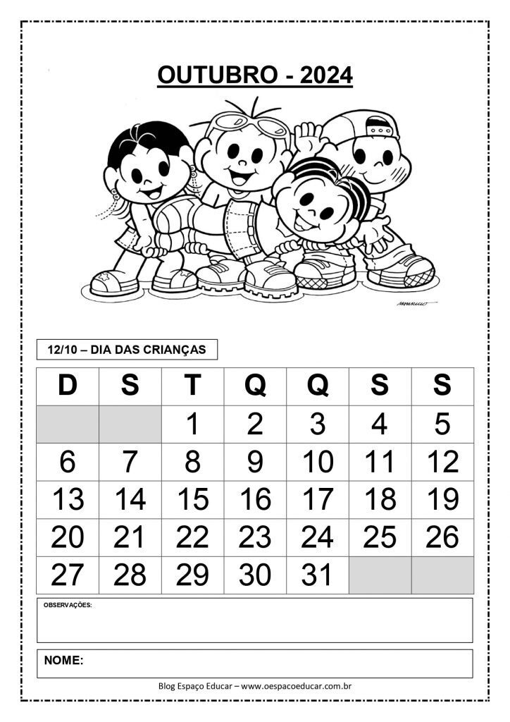 CALENDÁRIOS 2024 TURMA DA MÔNICA