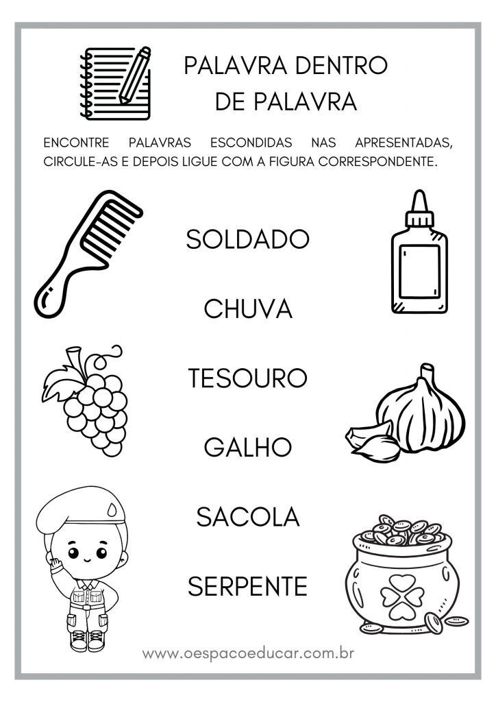 Consciência fonológica: palavra dentro de palavra