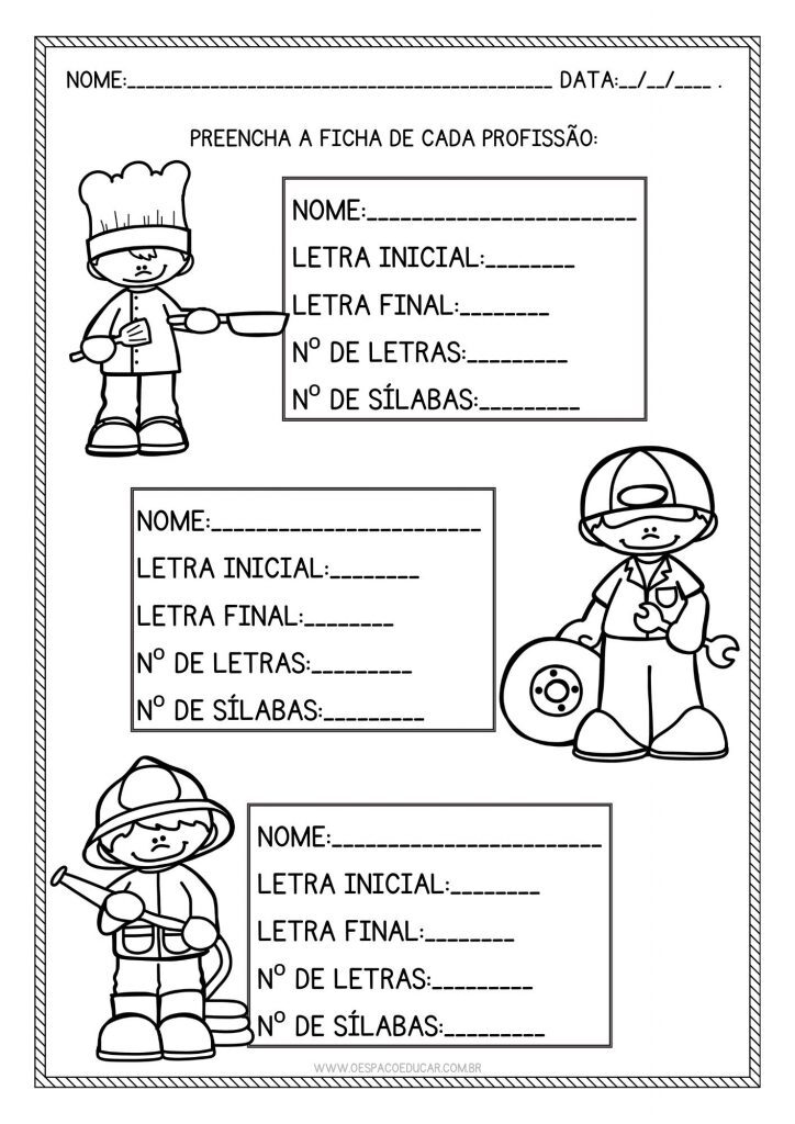 Dia do trabalho: atividades de alfabetização!