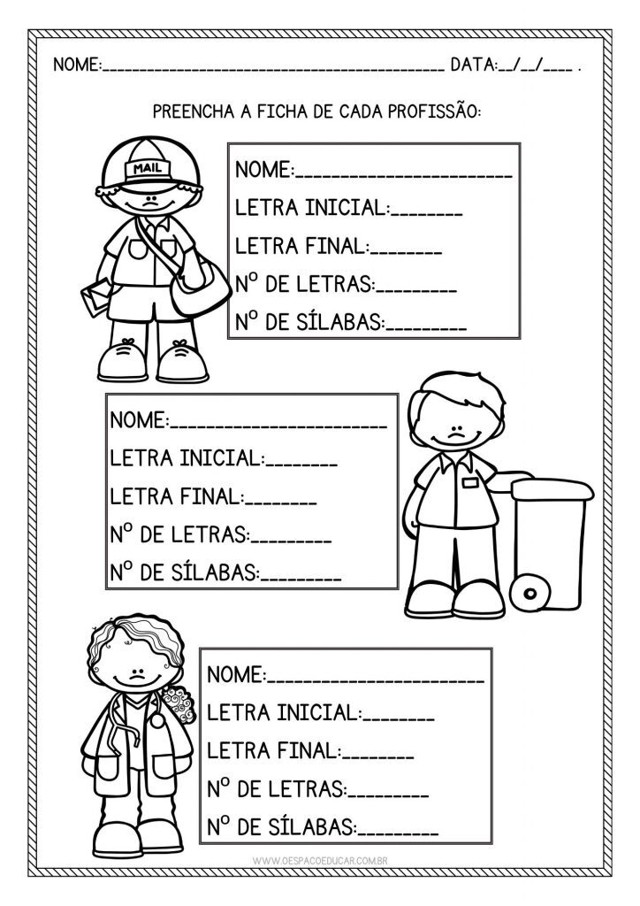 Dia do trabalho: atividades de alfabetização!