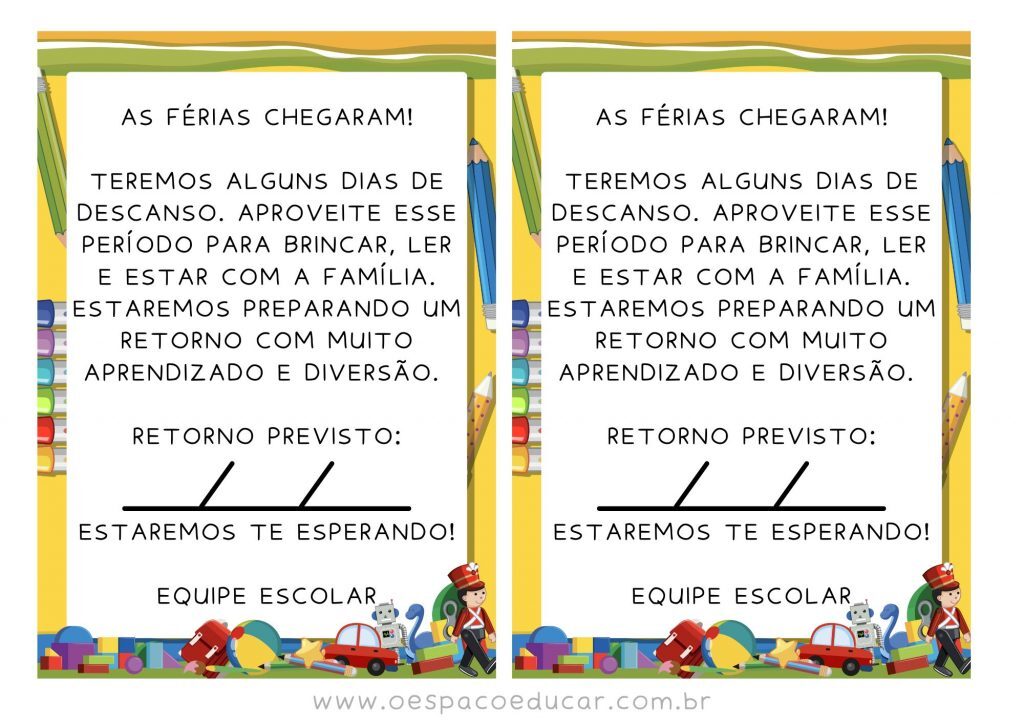 Bilhete de férias!