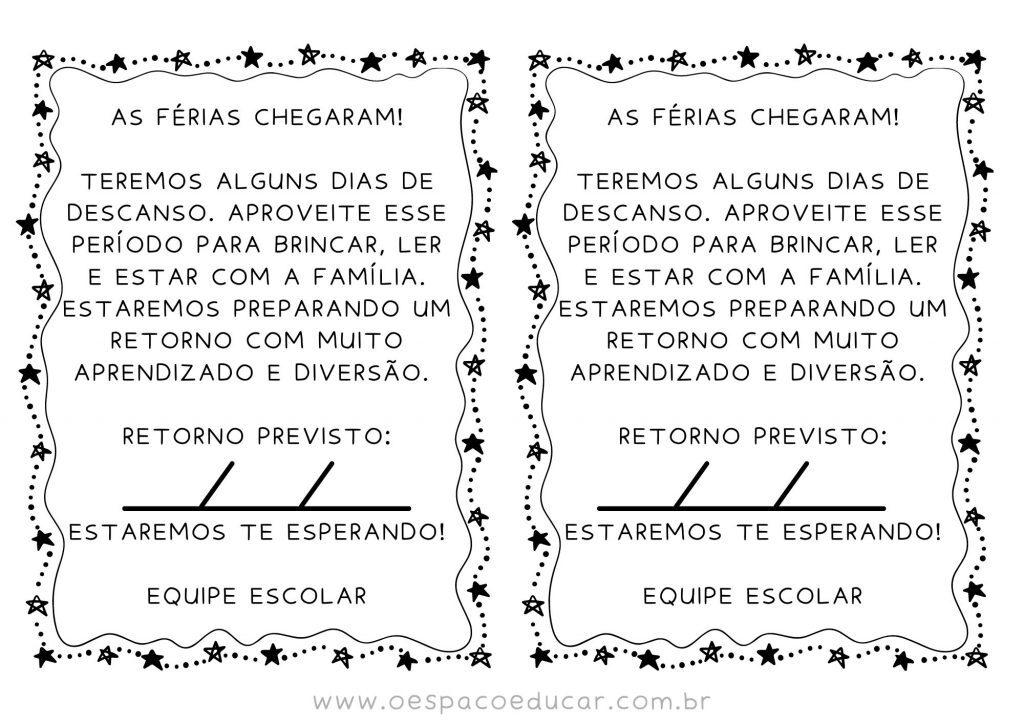 Bilhete de férias!