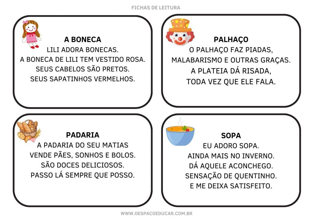 FICHAS DE LEITURA PEQUENOS TEXTOS