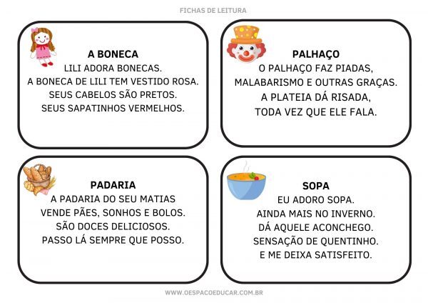 Fichas de leitura: pequenos textos!