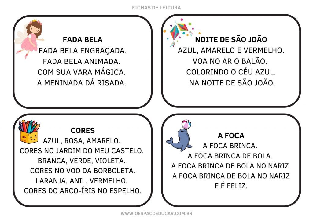 FICHAS DE LEITURA PEQUENOS TEXTOS