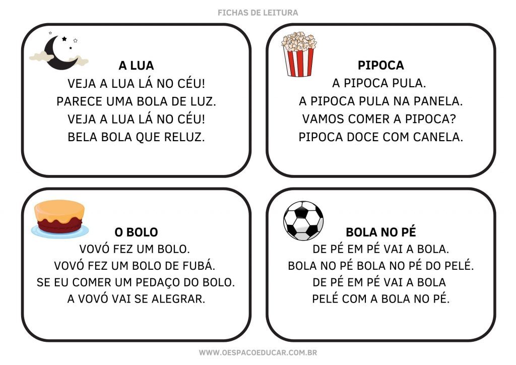 FICHAS DE LEITURA PEQUENOS TEXTOS