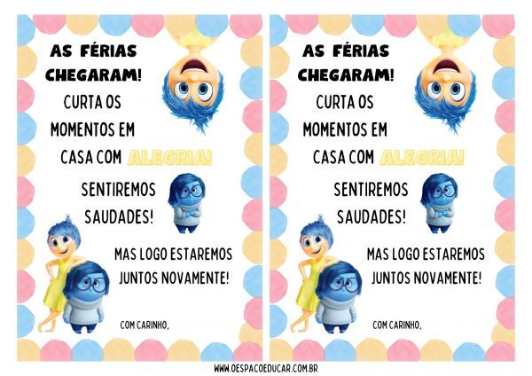 Cartão de férias Divertidamente!