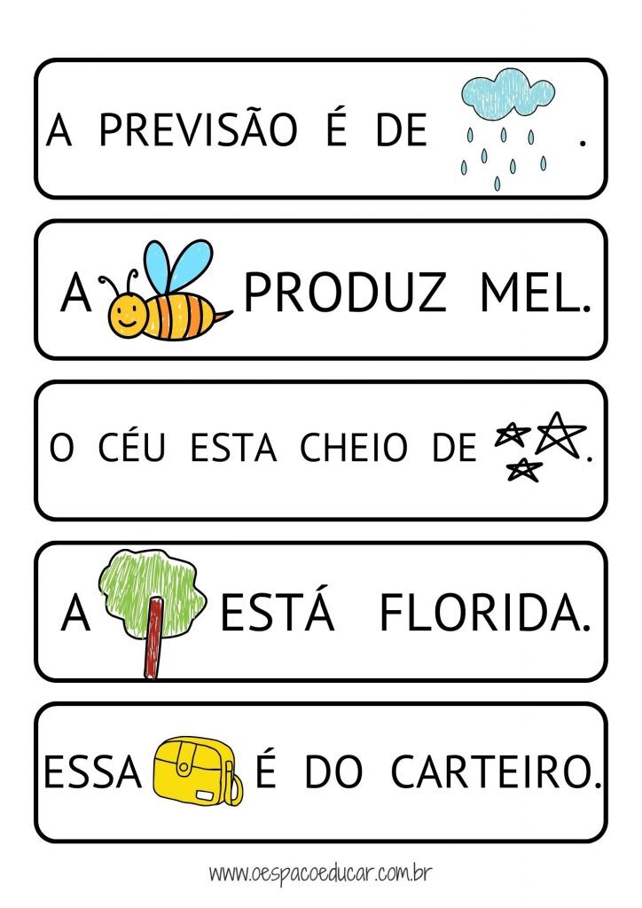 Fichas de leitura: frases!