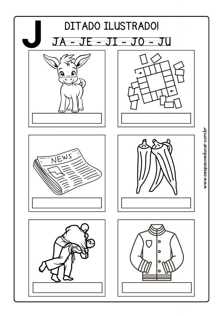 Ditado ilustrado: letra J