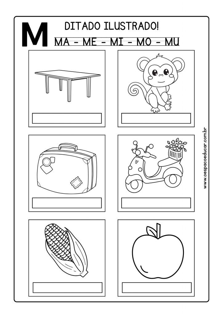 Ditado ilustrado: Letra M