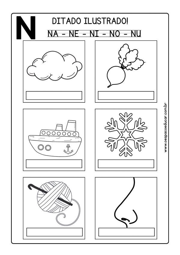Ditado ilustrado: Letra N