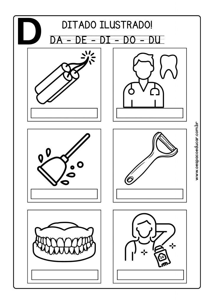 Ditado ilustrado: Letra D