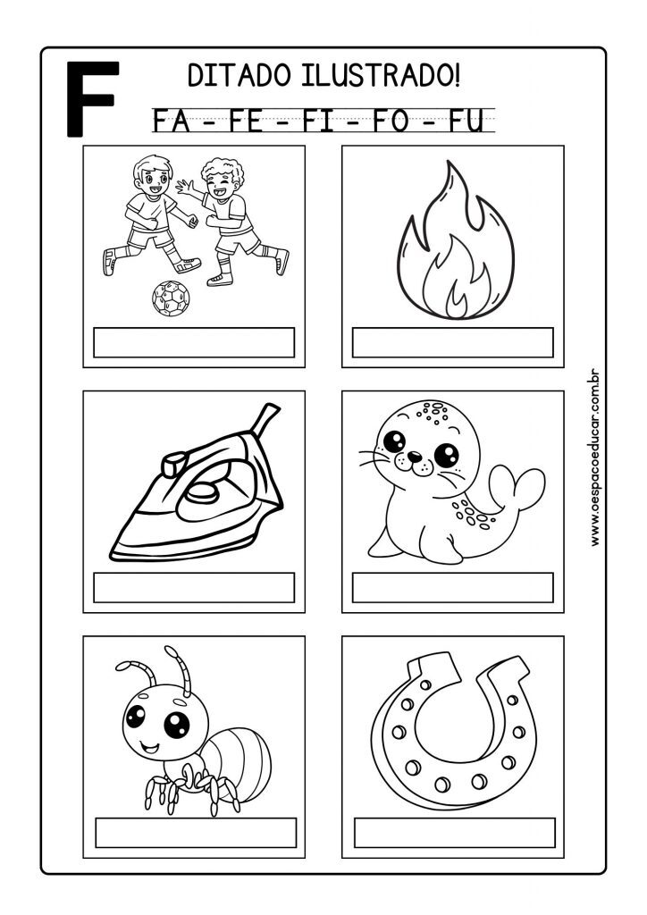Ditado ilustrado: Letra F