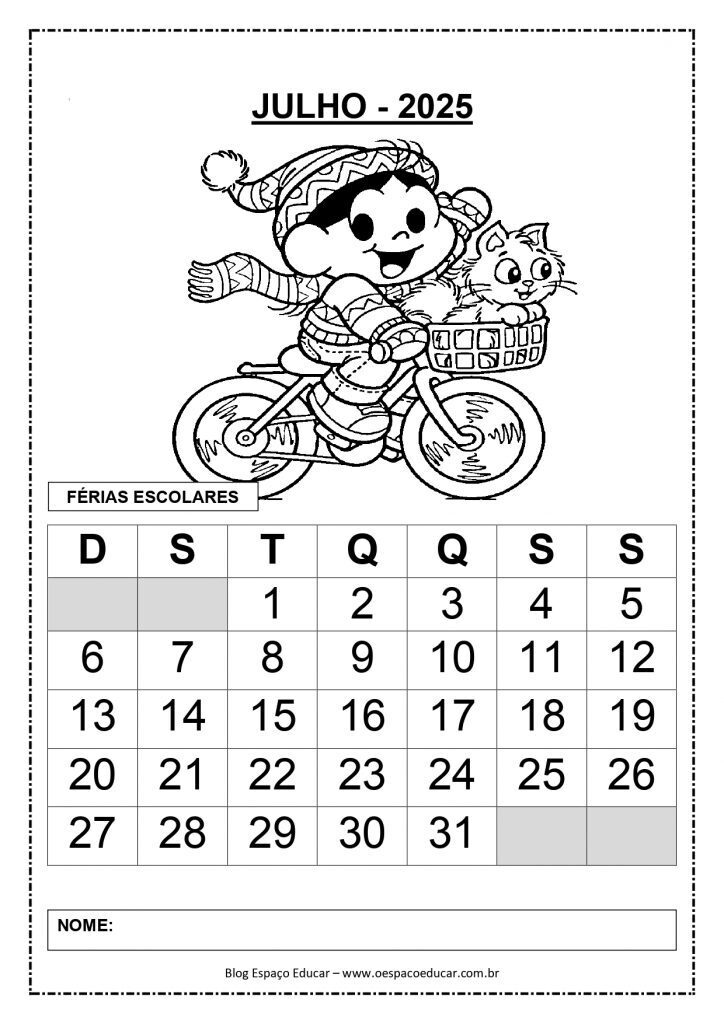 CALENDÁRIOS 2025 TURMA DA MÔNICA