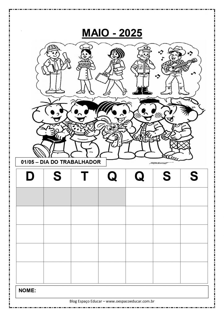 CALENDÁRIOS LIMPOS 2025 TURMA DA MÔNICA