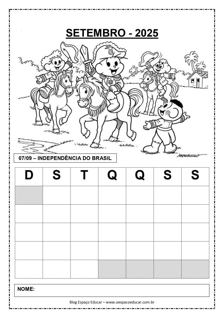 CALENDÁRIOS LIMPOS 2025 TURMA DA MÔNICA