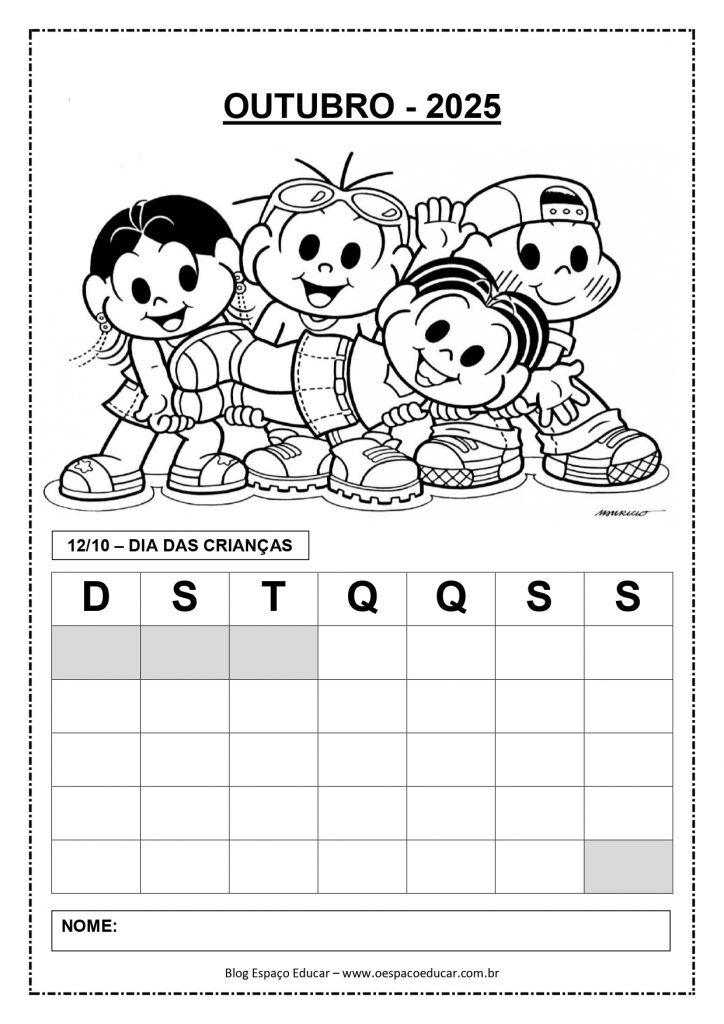 CALENDÁRIOS LIMPOS 2025 TURMA DA MÔNICA