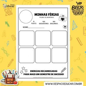 Página de memórias: atividade de volta às aulas!