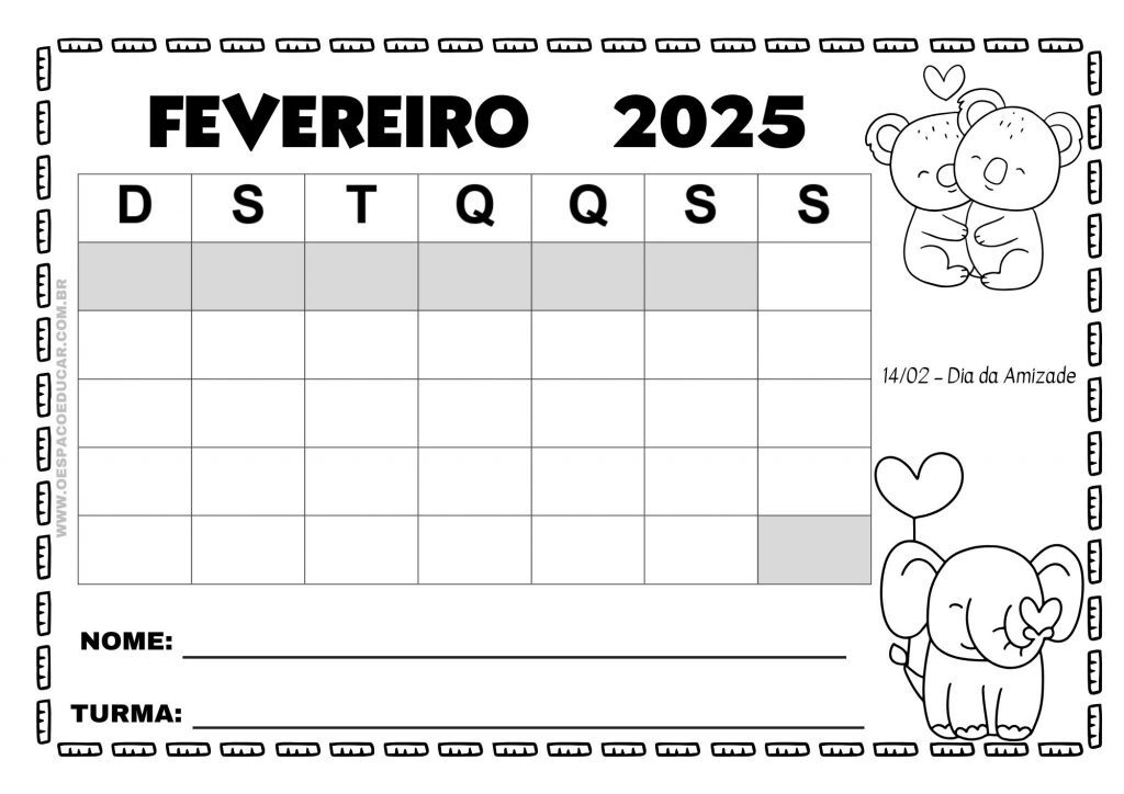 Calendários 2025 para todos os meses!
