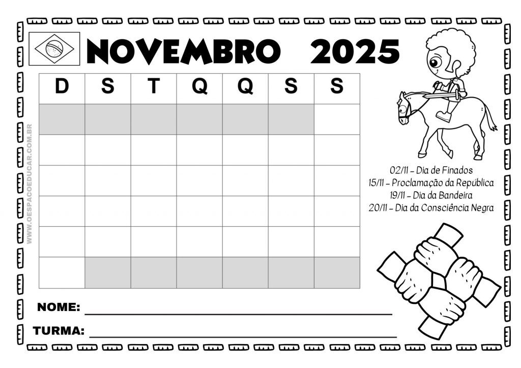 Calendários 2025 para todos os meses!