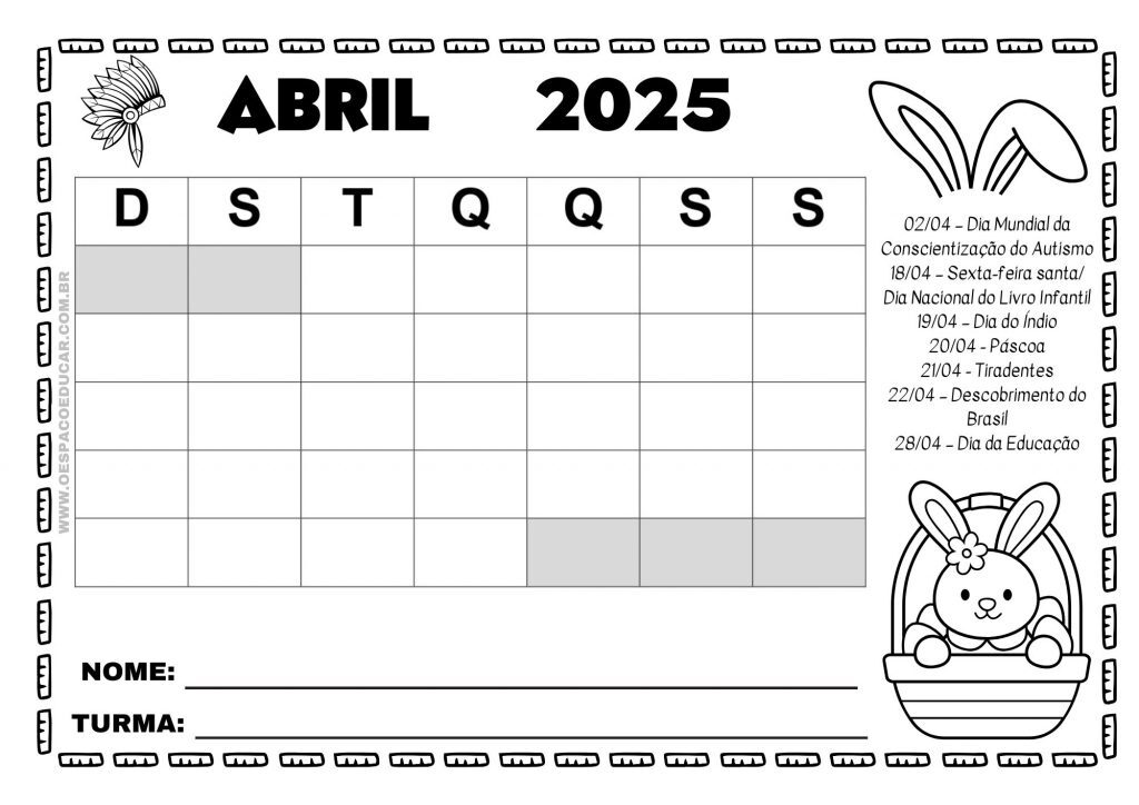 Calendários 2025 para todos os meses!