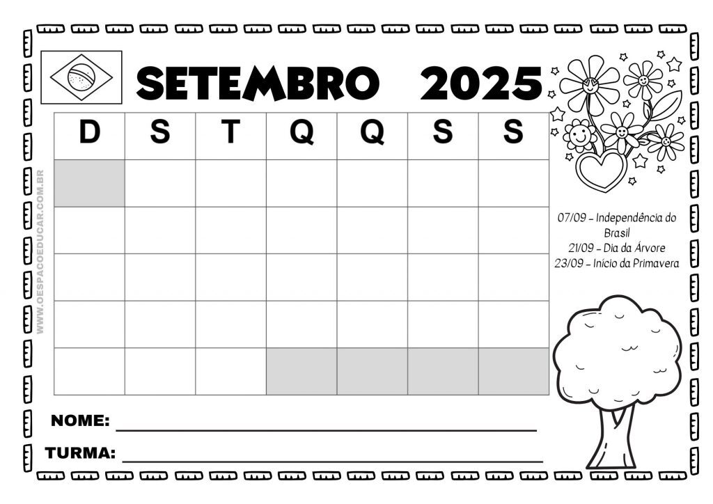 Calendários 2025 para todos os meses!