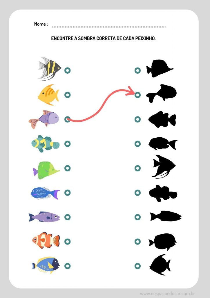 Match Fish Shadows Worksheet Attention Activity Activity Elementary School Preschool