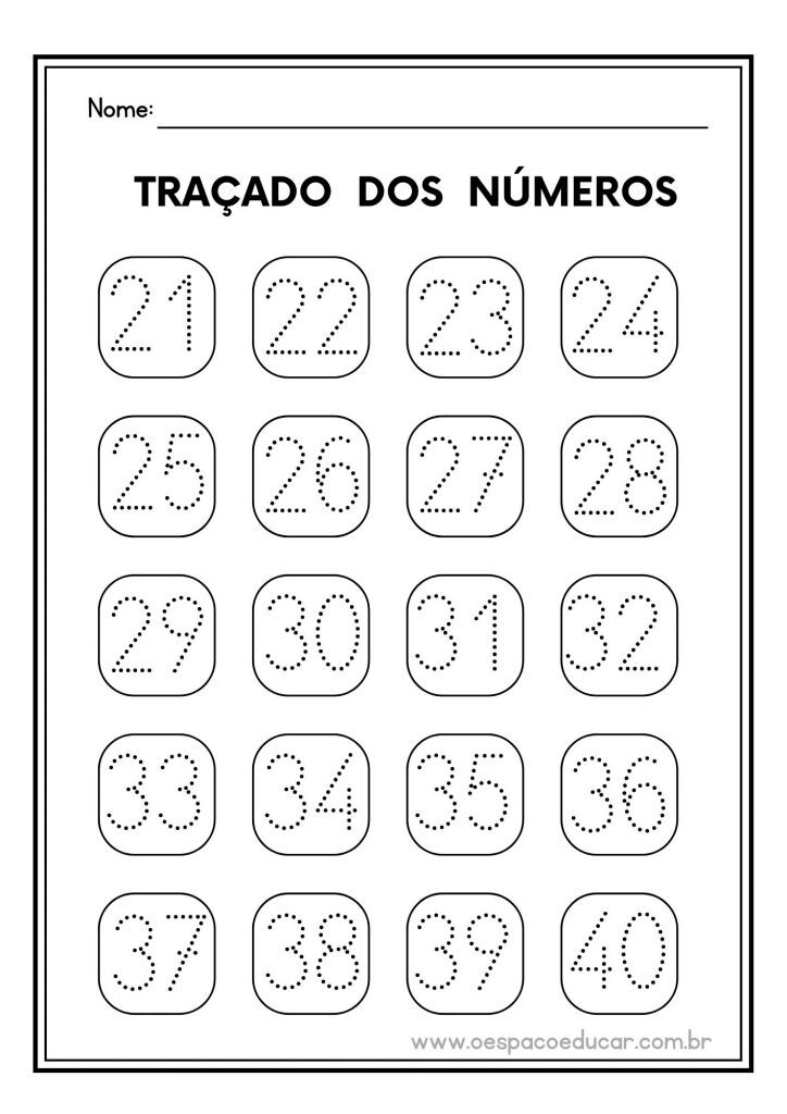 Atividade de traçado dos números!