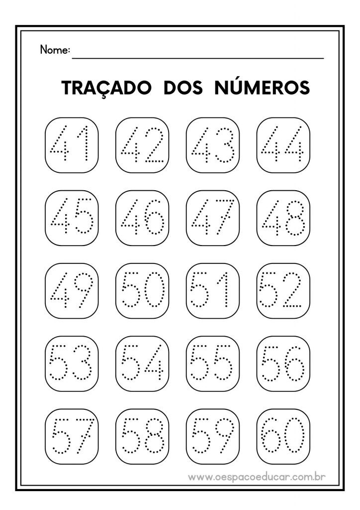 Atividade de traçado dos números!