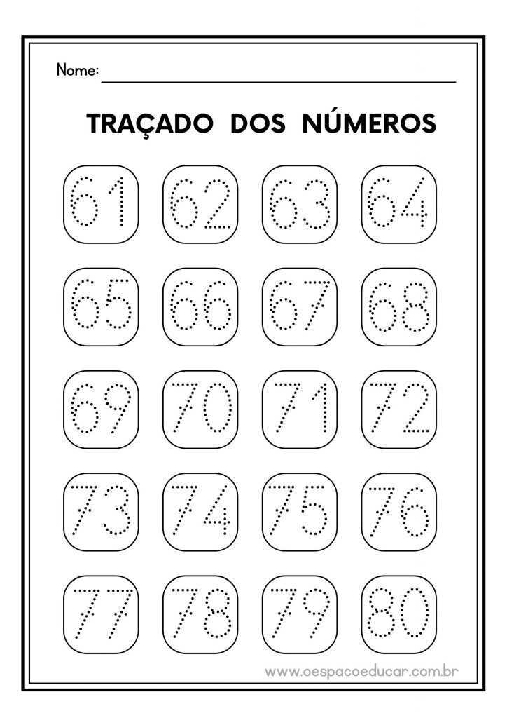 Atividade de traçado dos números!